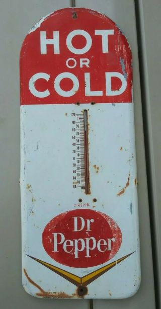 Hot Or Cold Dr Pepper Thermometer Vintage Sign
