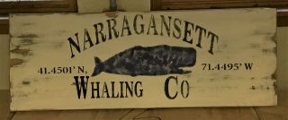 Naraganset Whaling Co Wooden Sign 40 " By 14 "