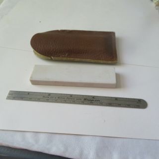 Arkansas Hard Pocket Knife Sharpening Stone Whetstone 4 " X 1 " And Leather Pouch