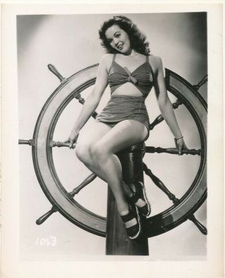 Nancy Gates 1940s 4 X 5 Sexy Leggy Cheesecake Swimsuit Pin - Up Photo Vv