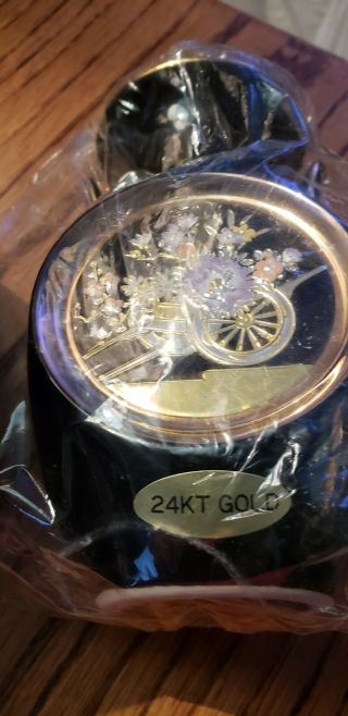Nib Art of chokin vase 5 In.  Flower Cart 24k Gold Trim made in Japan 3
