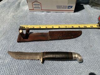 Vintage Western Boulder Usa Fixed Blade Knife & Leather Sheath