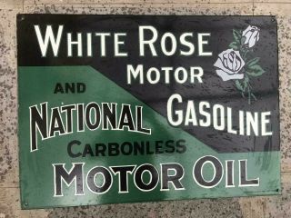 White Rose Motor Gasoline 30x20.  5 Inches Porcelain Enamel Double Side Sign