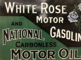 WHITE ROSE MOTOR GASOLINE 30X20.  5 INCHES PORCELAIN ENAMEL DOUBLE SIDE SIGN 3