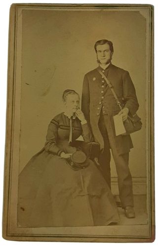 Civil War Veteran & Wife Cdv From Blackstone,  Rhode Island