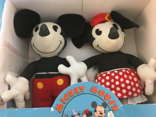 Vtg 1998 70th Anniversary 1928 Disney Mickey & Minnie Mouse Retro Plush Set