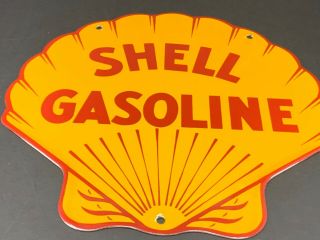 Vintage Shell Gasoline Seashell 12 " Porcelain Metal Gas Oil Advertising Sign