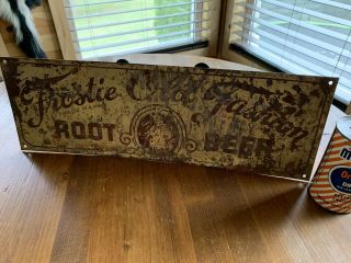Vintage Very Rare 1940’s Frostie Root Beer Sign Old Soda Oil Gas Farm