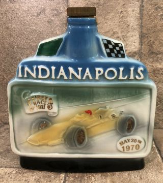 Vintage 1970 Jim Beam Whiskey Decanter Indianapolis Motor Speedway Empty Bottle