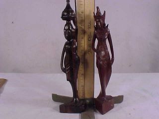 2 Hand Carved Wooden Statues - - 1 African Maiden & 1 African Royalty