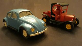 Vintage 70 ' s TONKA Volkswagen bug and Ford Model T coupe cars.  (LOOK) 2