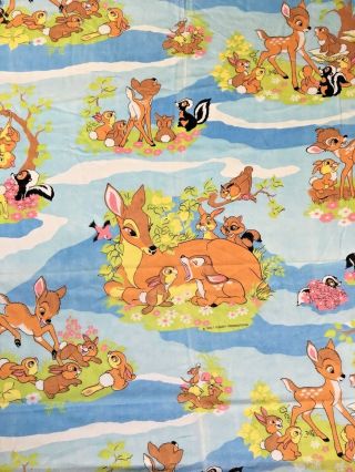 Vintage Disney Bambi Bedspread Coverlet Bed Cover Sears Perma - Prest 73 X 100 "