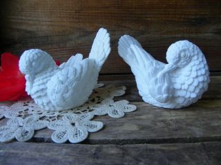 Vintage Retro Classic Figure Lovebirds Doves White A.  Santini Italy Figurines