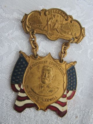 Vintage 1907 Ny.  Gar Delegate Badge 41st.  Encampment Grand Army Republic