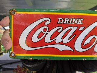 OLD VINTAGE 1950 ' S DRINK COCA - COLA PORCELAIN ADVERTISING SIGN POP SODA 2