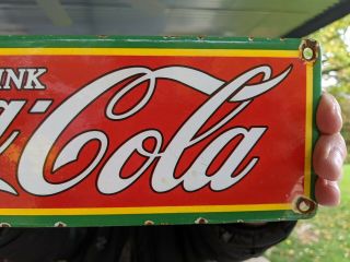 OLD VINTAGE 1950 ' S DRINK COCA - COLA PORCELAIN ADVERTISING SIGN POP SODA 3