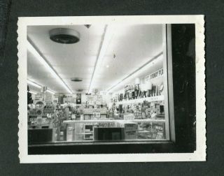 Unusual Vintage Polaroid Photo Street View Window Drug Store Interior 420014