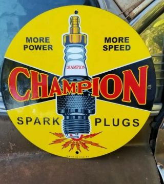 Rare Old Vintage 1957 Champion Spark Plug Porcelain Sign Pitt Dicaprio Hollywood