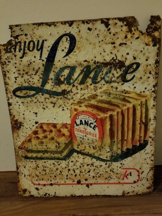 Vintage Rare Lance Cracker Advertising Store Display Sign 1950 