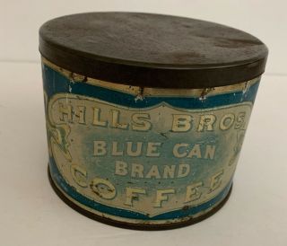Vintage Hills Bros Blue Can Brand Coffee 1lb Antique Tin Can San Francisco Ca