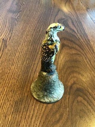 Late 19th Century Old Abe The Eagle Cast Iron & Bronze Painted Hand Bell