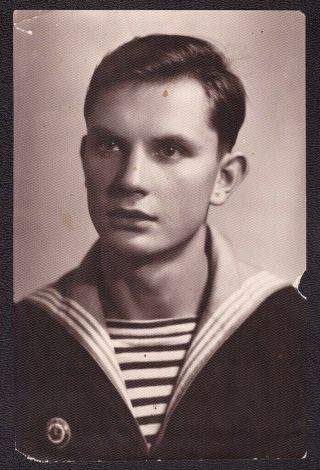 Old Soviet Vintage Military Photo Handsome Young Man Mariner Military Sailor