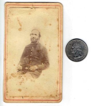 Confederate ?? Civil War Soldier Holding Knife Antique Cdv Photograph / Military