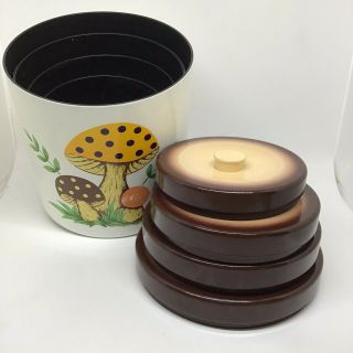 Vintage Sears Roebuck And Co.  Mushroom Kitchen Canisters (4) Made In Japan