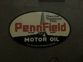 Porcelain Pennfield Enamel Sign Size 36 " X 22 " Inches Double Sided