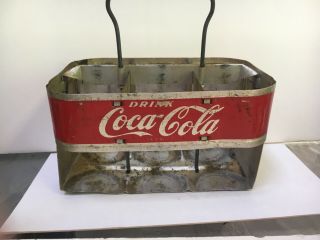 Hard To Find 1950’s.  Enjoy Coke/drink Coca - Cola Metal 6 - Pack Carrier - Colorful