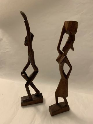 Hand Carved Wooden African Tribal Figurines,  Statues 10” - 11 " Tall