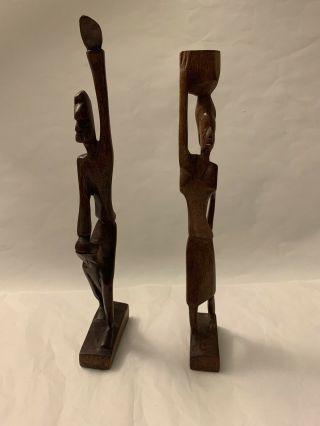 Hand Carved Wooden African Tribal Figurines,  Statues 10” - 11 