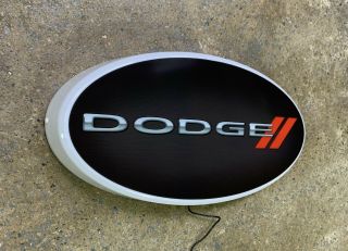Dodge Led Illuminated Light Up Wall Garage Sign Petrol Gasoline Car Automobilia