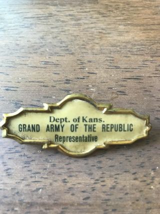 Grand Army Of The Republic Gar Dept Of Kansas Rep Pin Civil War Veteran