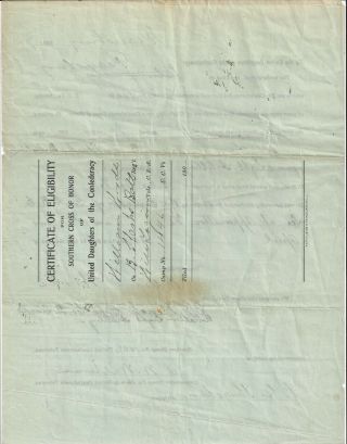 French’s Battery,  UCV,  Confederate Southern Cross of Honor Document 2