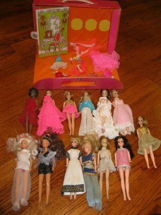 Dawn And Her Friends Doll Case And Dolls Wi Th Clothing Vtg