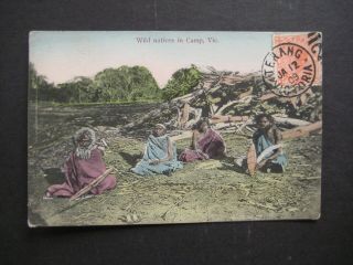 1909 Vintage Postcard Aboriginal_wild Natives In Camp Victoria_v.  S.  M