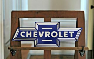Iconic Porcelain Chevrolet Bow Tie Sign 20 " X 7 "