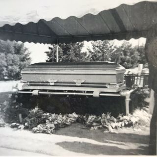 Funeral Casket Picture At Grave Site Vintage Photograph Black White Snapshot