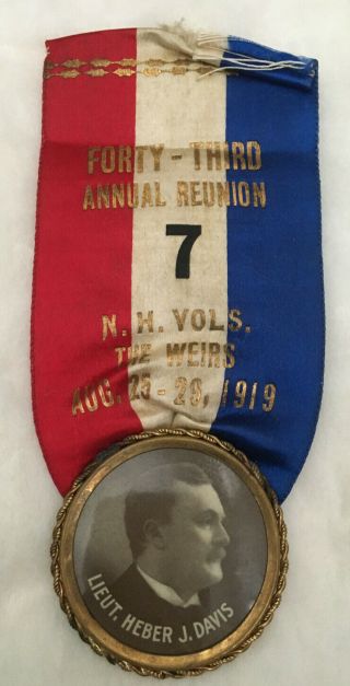 Civil War Reunion Ribbon - 7th N.  H.  Vols (aug 25 - 29,  1919)