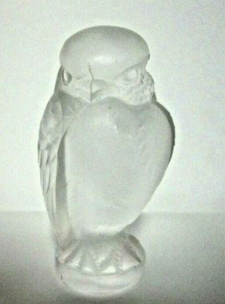 Vintage Signed Lalique France 2 " Tall Owl Frosted Figurine Paperweight