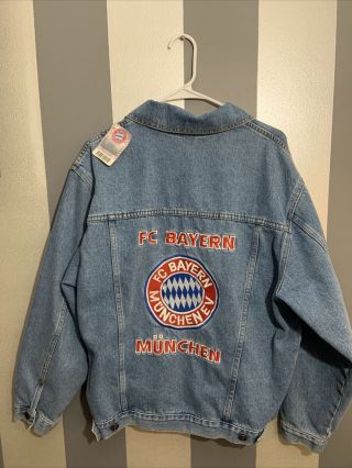 Fc Bayern Munchün Munich Vtg Denim Jacket Rare Size L