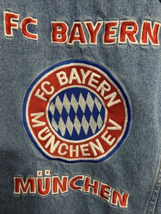 fc Bayern Munchün Munich Vtg Denim Jacket Rare Size L 3