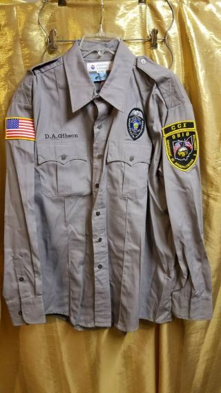 Vintage Ohio Department Of Corrections Officer Shirt Uniform W/badge Patches Xxl