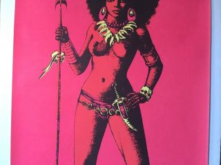 War Queen Vintage Blacklight Poster Psychedelic Afro Hair Pin - up Woman Houston 3
