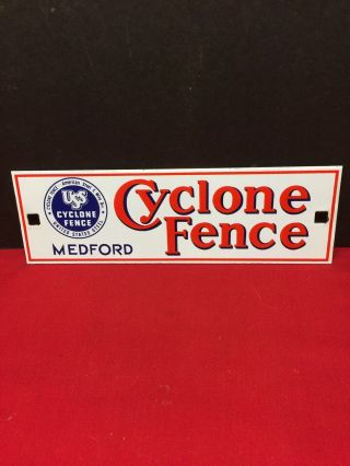3 Color Porcelain Fence Advertising Sign Medford,  Oregon