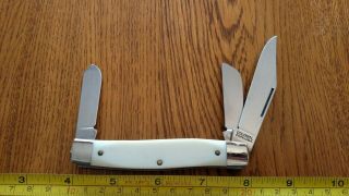 Vintage Colonial Prov.  U.  S.  A.  3 Blade Pocket Knife White Delrin Stockman Jack 1