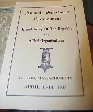 1937 Annual Encampment Booklet Gar Grand Army Of Republic Civil War