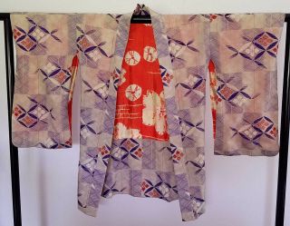 Vintage Wool And Silk Japanese Kimono Jacket - Haori R106