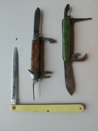 Two Vintage Imperial Folding Pocket Knifes And Colonial Single Blade